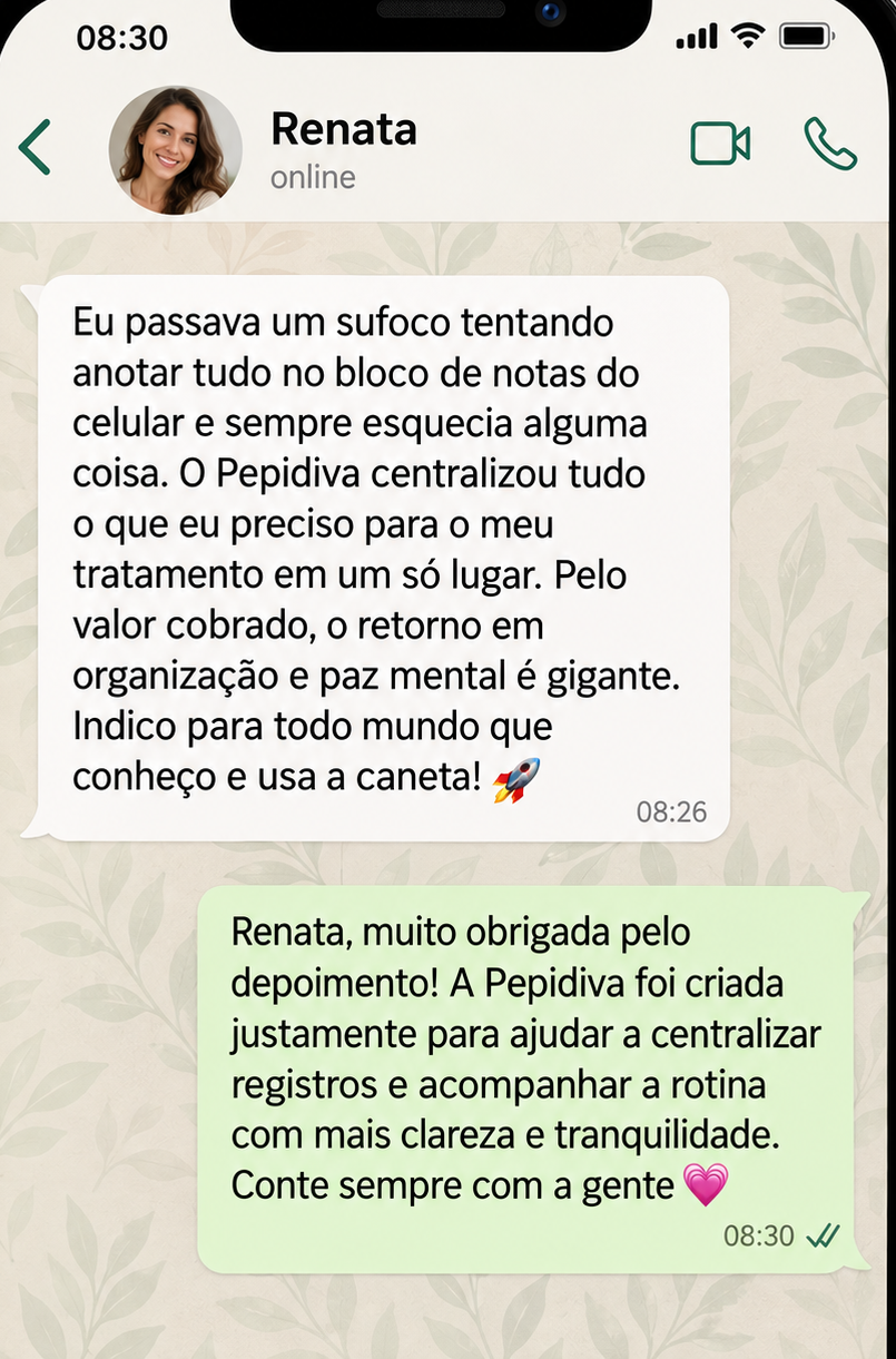 Exemplo ilustrativo 6 — conversa simulada sobre a rotina com a Pepidiva